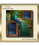 Peacock&#39;s with Majestic Beauty Takes Center Stage Scrapbook Page - £11.79 GBP
