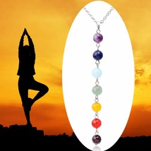 7 Chakra Gem Stone Beads Pendant Necklace Women Yoga Healing Balancing Maxi Chak - £12.20 GBP