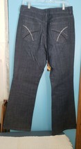 Chicos Platinum Blue Denim Boot Cut Jeans Sz L (2) Short Womens Embellished  - £12.53 GBP