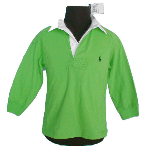 NEW Polo Ralph Lauren Boys Rugby Shirt!  5  *Bright Green with Navy Polo Player* - $32.99