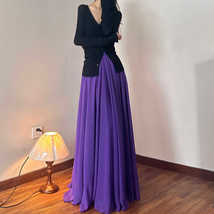 Purple Floor Length Chiffon Skirt Summer Women Plus Size Chiffon Maxi Skirts image 3