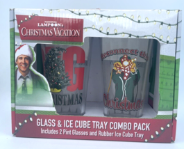 Christmas Vacation Glass &amp; Ice Cube Tray Combo 16 oz. Pint Pack Original... - £13.10 GBP
