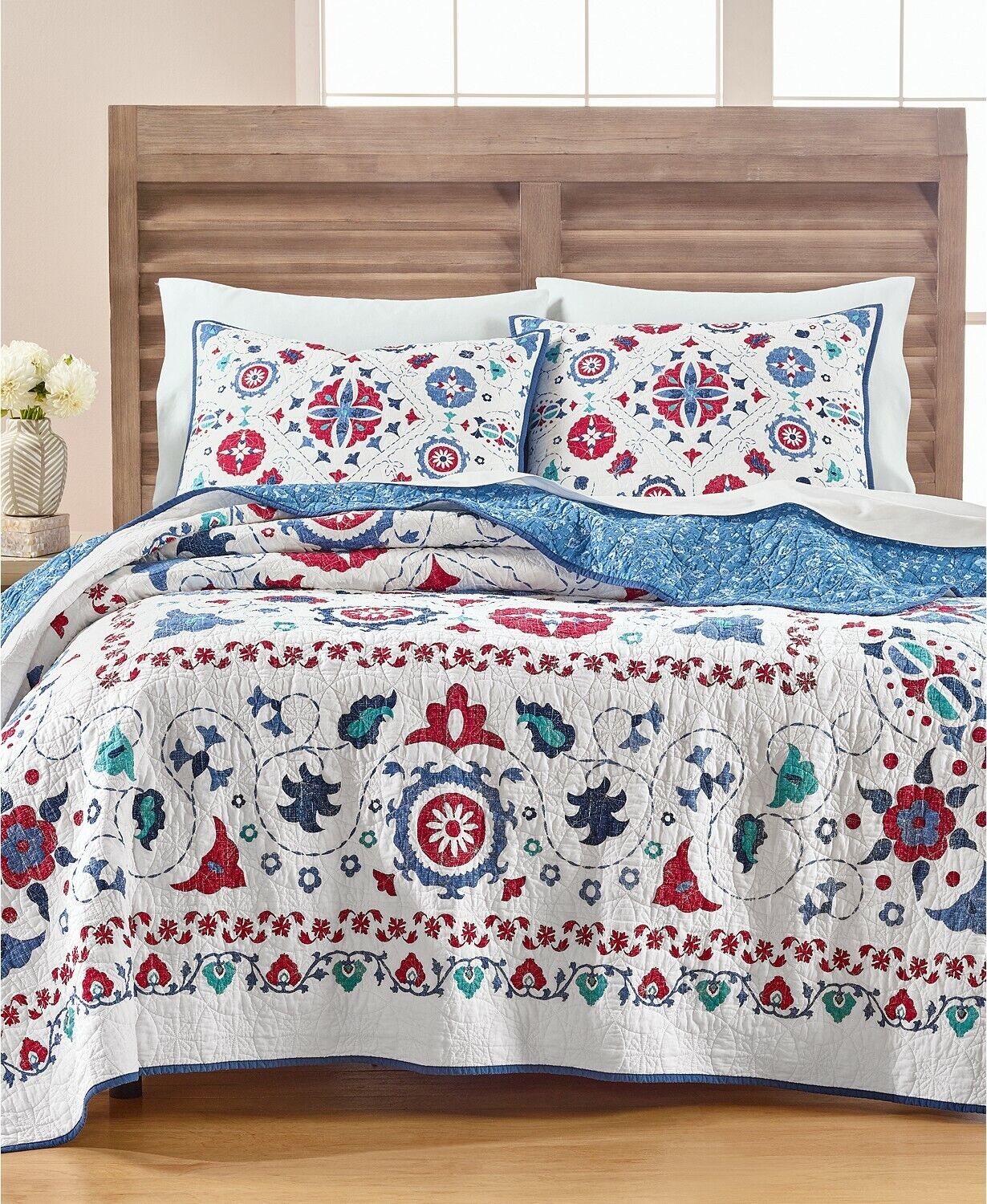 3PC Martha Stewart Collection Reversible Vintage Folklore Full / Queen Quilt Set - $339.99