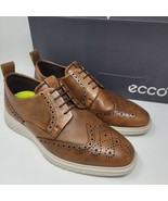 ECCO ST1 Mens Oxfords Sz 6-6.5 M Wingtip Dress Shoes EU40 Amber Brown - £48.88 GBP