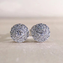 For Ear Studs Round Diamond Full Inlaid Zircon Copper Earrings Women&#39;s Classic S - £7.85 GBP