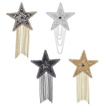 4Pcs Rhinestone Star Iron On Patches With Chains Tassel Sparkling Clothe... - £18.37 GBP