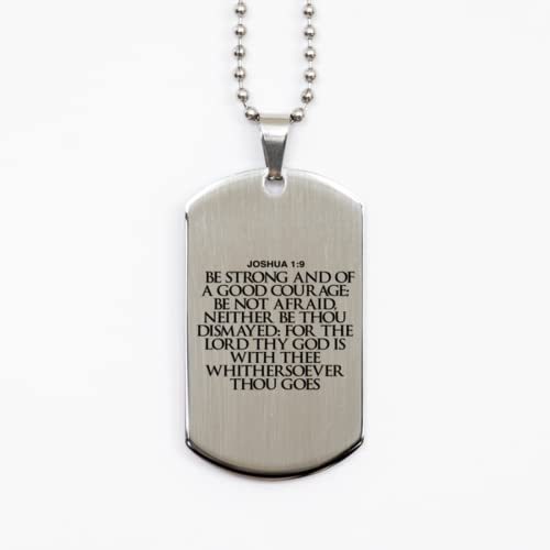 Motivational Strength &amp; Bravery Black Dog Tag, Joshua 1:9. Be Strong and... - $19.55