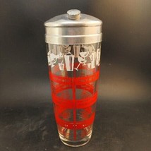 Large Glass 12 Recipe Cocktail Shaker, Chrome Top, Hazel Atlas MCM - $48.00