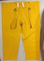 YELLOW XXL 2XL WET RAIN SUIT PANTS ADJUSTABLE CLICK ON SUSPENDERS NEW DU... - $18.78