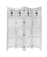 Gray Wash 4 Panel With Scroll Work Room Divider Screen - $2,398.94 CAD