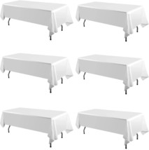 6 Pack Rectangle Tablecloth 60 x 102 Inches Polyester White Table Cloth Wrinkle  - £43.46 GBP