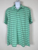 PGA Tour Fitted Men Size XL Green Striped Golf Polo Shirt Short Sleeve - $9.68