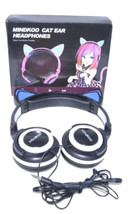 Cat Ear Headphones Led Light Up 2 Modes Blue Girls - Wired Tested - £13.58 GBP