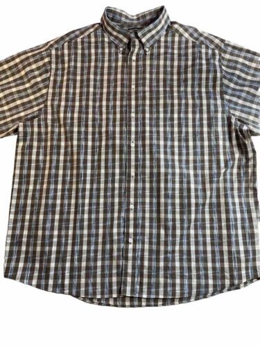 Primary image for Round Tree & York Men’s 2XB Plaid Short Sleeve Button Down Shirt Green Stripes