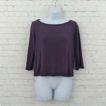 Victorias Secret Shirt Womens Medium Purple 3/4 Sleeve Boat Neck Crop Top Cotton - £12.70 GBP