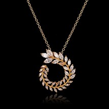 LXOEN AAA Zircon Olive Branch Pendant Set For Women Fashion White Rose Gold Colo - £24.41 GBP
