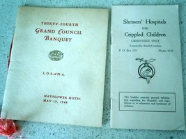 Vintage Shriner&#39;s Hospital Flier &amp; Grand Council Banquet 1948 - £5.49 GBP