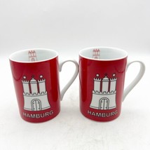 Peter Mink Souvenir HAMBURG Red White Castle Cups Mugs Set of 2 - $19.99