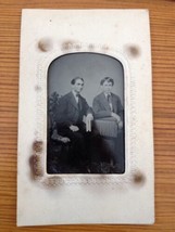 Antique 1800s Tintype Photograph Two Young Men Portrait Bow Ties Suits Book - £63.94 GBP