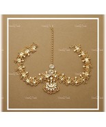 VeroniQ Trends-South Indian Gold Plated Pachi Kundan Chandbali Matha Patti - $125.00