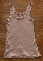 Easy Standard Gray Ribbed Tank Top Small dusty rose pink ribbed supima b... - $18.78