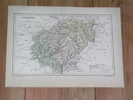 1887 Original Antique Map Of Department Of Correze Tulle / France - £16.86 GBP