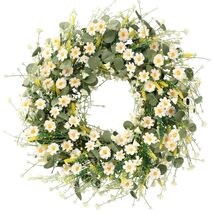 Versatile 24” Silk Daisy Wreath with Lavender for Door and Wall Decoration - $75.19
