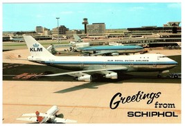 Greetings from Schipol Airport KLM Royal Dutch Airlines Postcard - £11.06 GBP