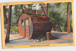 Postcard CA California Redwood Highway End of the Trail Restroom Linen - £2.37 GBP