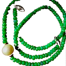 Earth mined Emerald South Seas Pearl Necklace 14k Gold Clasp Spacers 18&quot; inch - £1,031.16 GBP