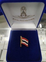 FLAG THAILAND METAL THAI AIR FORCE TIE PIN GOLD COLOR IN VELVET BOX RTAF - $18.70