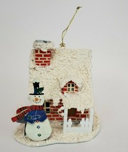 Lighted House &amp; Snowman Pendant Christmas Ornament - £11.83 GBP