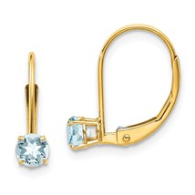 14K Yellow Gold Aquamarine March Earrings Jewelry 13mm x 11mm - £84.14 GBP