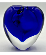 Vintage Art  Glass Apple Shaped Blue  Paperweight No Stopper PB101 - £34.17 GBP