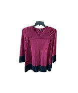 Alfani Womens Size Small S Long Sleeve Colorblock Sweater Burgundy Black... - £14.04 GBP