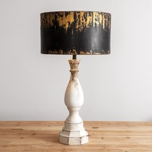Rustic Luna Wood Table Lamp with Metal Drum Shade - £158.24 GBP