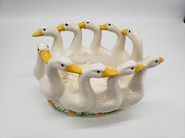 Vintage Holland Mold Ceramic Ducks in Circle - Gaggle of Geese Bowl Planter - £38.92 GBP