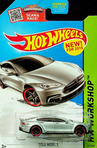 Mattel Inc. Hot Wheels &quot;HW Workshop&quot; - Silver Tesla Model S - (2015) - NIB - $9.49