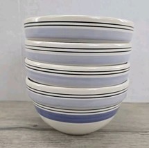 Pfaltzgraff RIO Blue Hand Painted Stoneware Soup Cereal Bowls - Set of 4 - £15.90 GBP