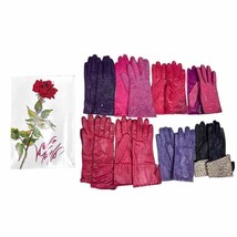 VTG Alpo Italian Leather GLOVES Cashmere womens 6.5/7.5 80s Purple pink ... - $246.51