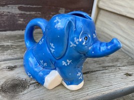 Vtg Josef Originals Blue Ceramic Elephant Creamer Pitcher - £15.53 GBP