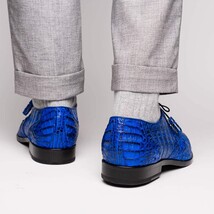 Men's Shoes genuine caiman crocodile dress derby Lacio Electric Blue image 11