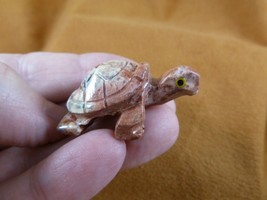 Y-TUR-LA-9) red tan Tortoise land turtle carving SOAPSTONE FIGURINE baby turtles - £6.79 GBP