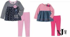 Kids Headquarters Baby Girls 2-Pc. Striped Floral-Print Top &amp; Leggings Set - £23.90 GBP