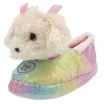 Poochie &amp; Co Little Girls Ballet Slippers Cozy Poochie Size US 12-13 White Puppy - £7.78 GBP