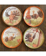 Pottery Barn Kids Turkey Plates 10&quot; Set of 4 Thanksgiving  Bamboo Plastic - $654.56 MXN
