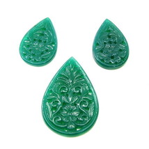 3pc Set Green Onyx Matched Carving Mughal style Flower Hand Carved - £37.16 GBP