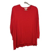 Style &amp; Co Solid Red 3/4 Sleeve Relaxed Fit Pullover Knit Top Shirt Size L  - £8.80 GBP