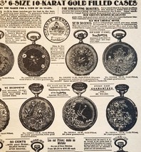 1900 10K Gold Watch Cases Advertisement Victorian Sears Roebuck 5.25 x 7&quot;  - $368.38 MXN