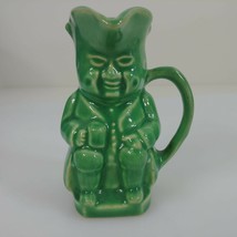 Creamer Pitcher Colonial Man Green With Handle 4&quot; Tall - $37.58